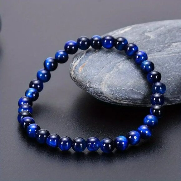 Lapis Lazuli Tiger Eye Stone Bracelet (SKU #0369) - Picture 4 of 5